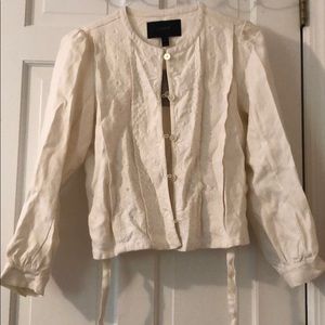 Cream embroidered linen jacket